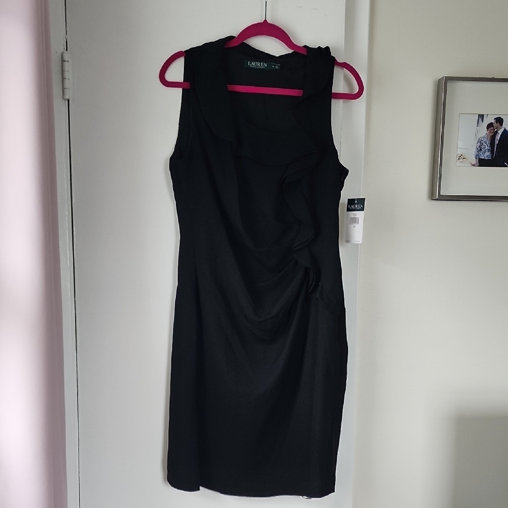 Ralph Lauren Black Ruched Midi Dress